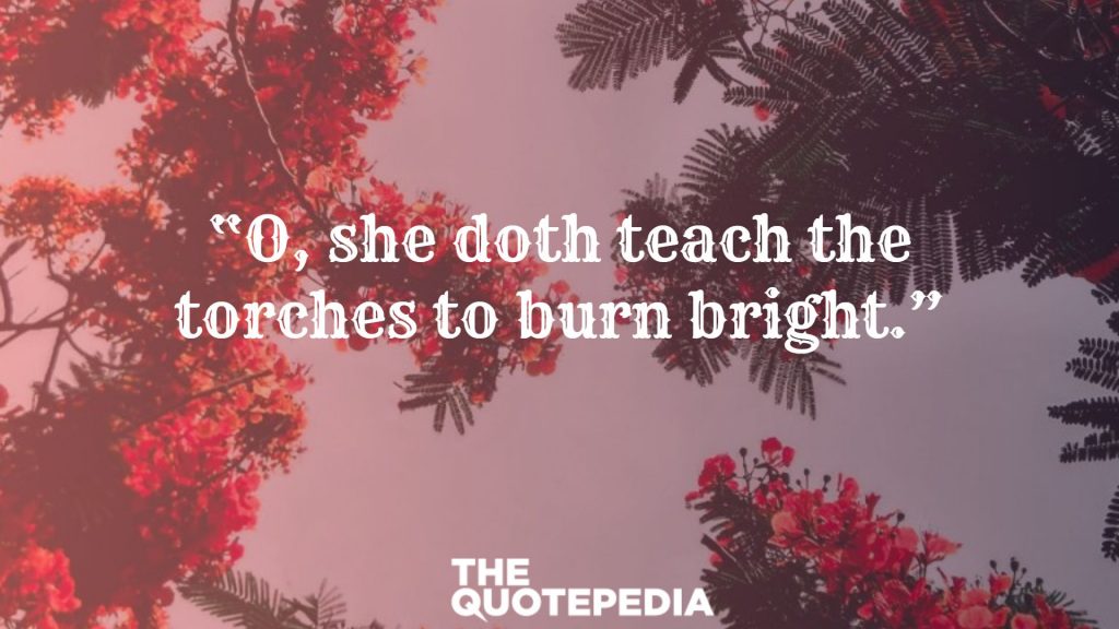 “O, she doth teach the torches to burn bright.”