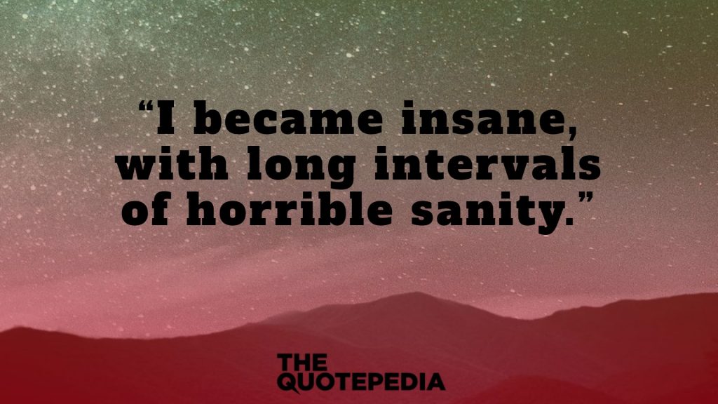 “I became insane, with long intervals of horrible sanity.”