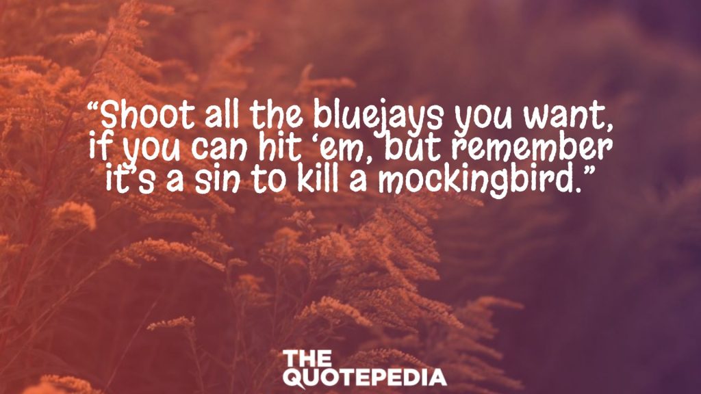 “Shoot all the bluejays you want, if you can hit ‘em, but remember it’s a sin to kill a mockingbird.”