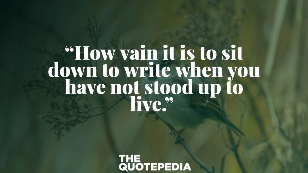 “How vain it is to sit down to write when you have not stood up to live.” 