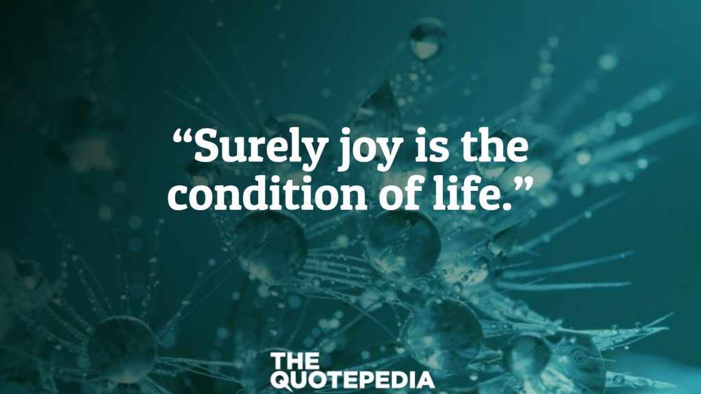 “Surely joy is the condition of life.”