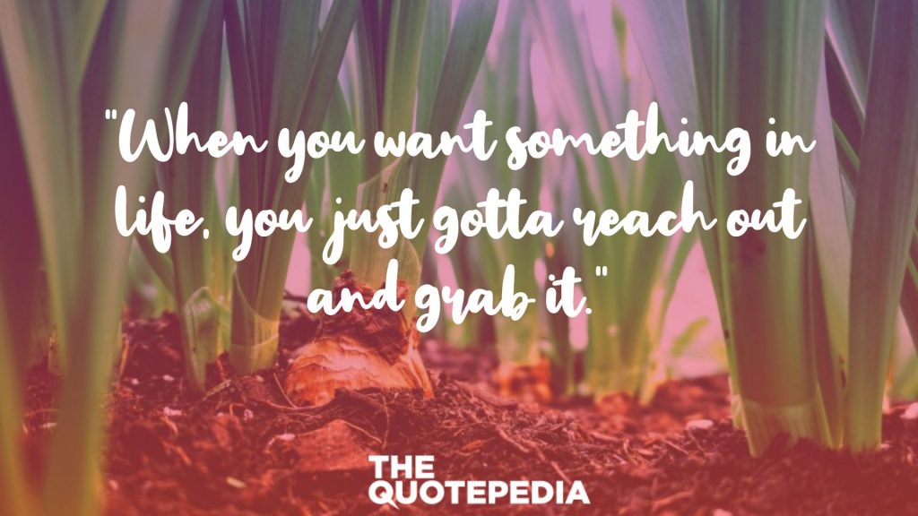 “When you want something in life, you just gotta reach out and grab it.”