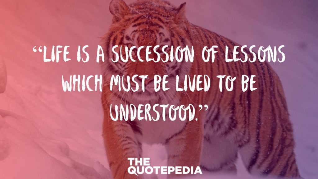 “Life is a succession of lessons which must be lived to be understood.”