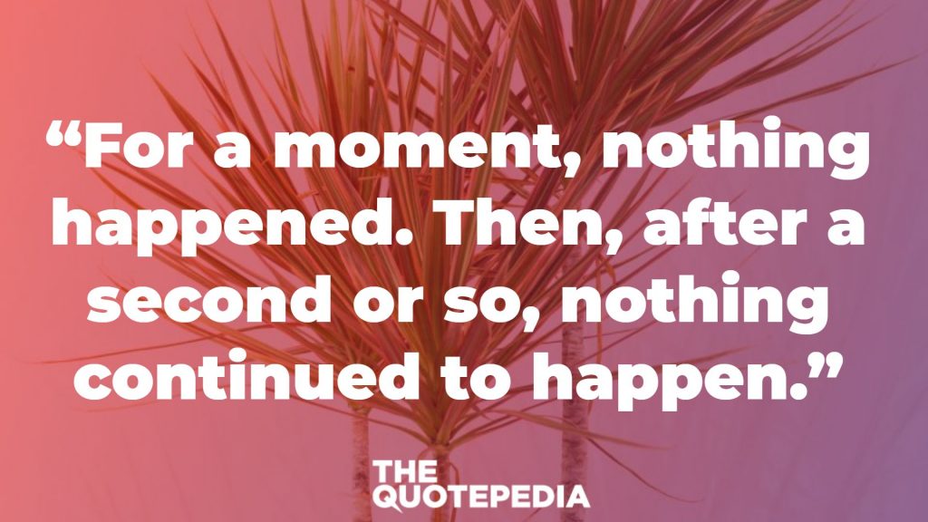 “For a moment, nothing happened. Then, after a second or so, nothing continued to happen.”