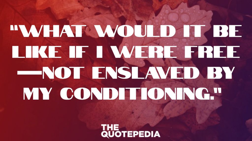 “What would it be like if I were free—not enslaved by my conditioning.” 