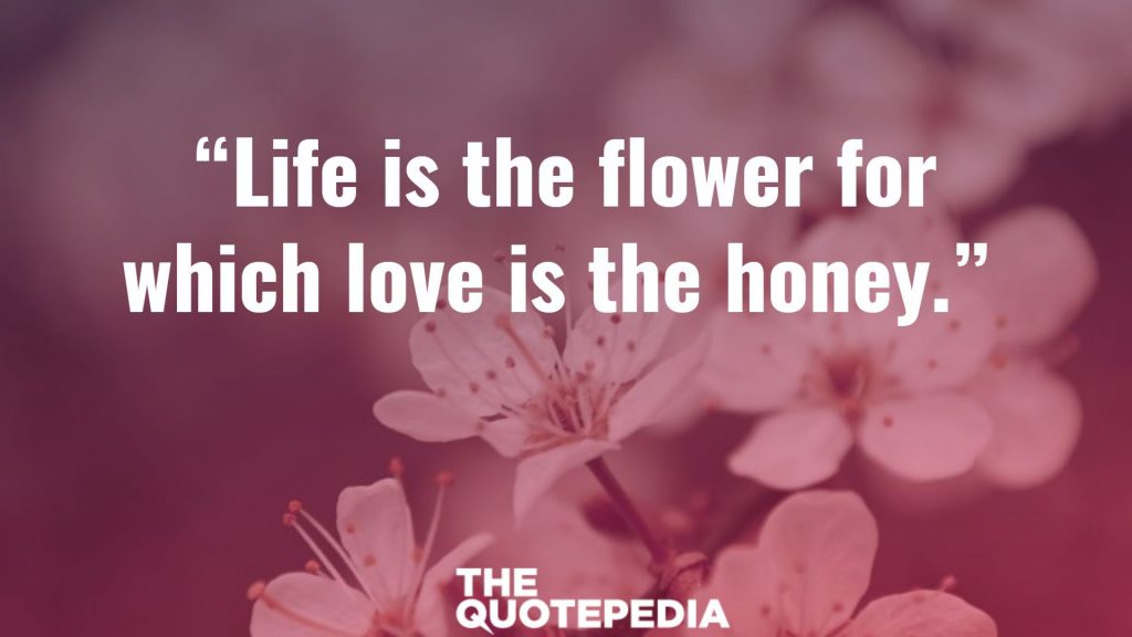 “Life is the flower for which love is the honey.” 